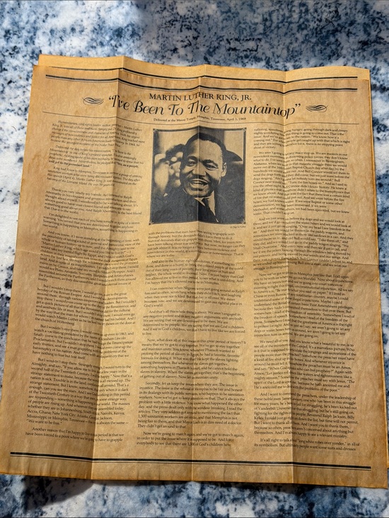 Martin Luther King Jr. Other - Vintage Martin Luther King Jr. “I’ve‎ Been To The Mountaintop” Speech Broadside
